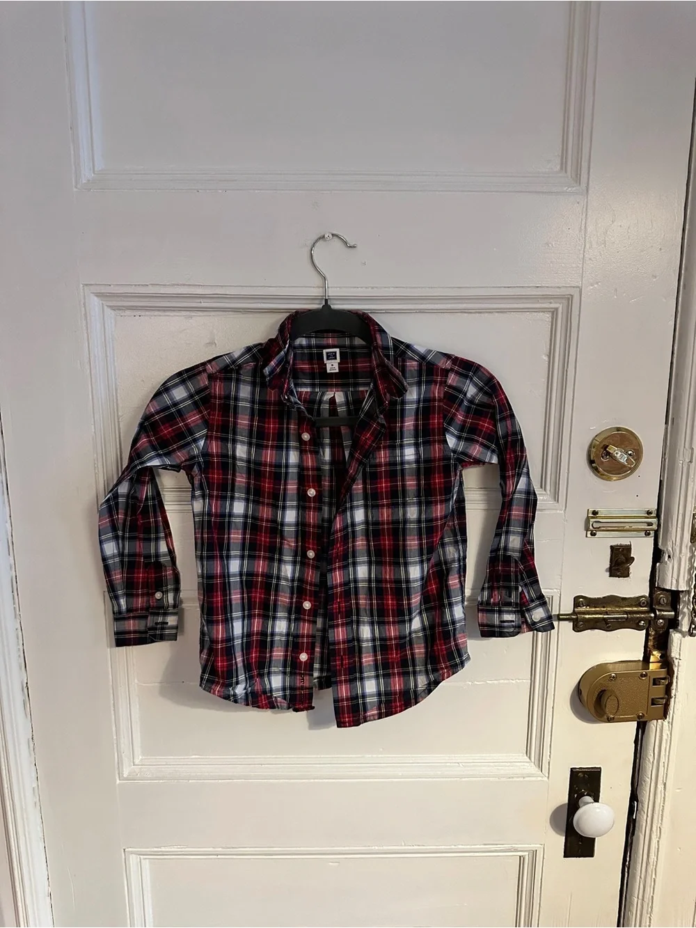 Janie and Jack Red, Black & White Plaid Button-Down Shirt